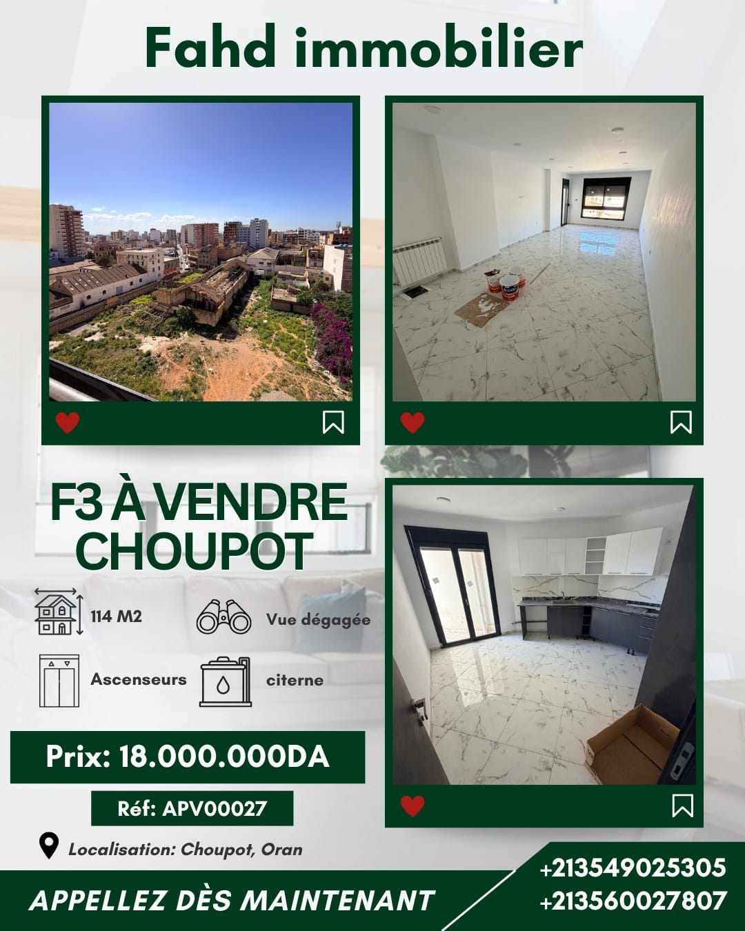 Appartement F3 – Choupout, Oran